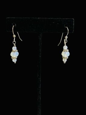 Opalite Bead Drop Earrings with Gold Accents